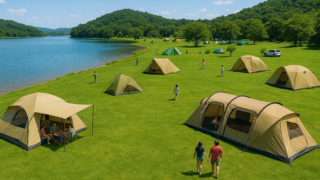 湖のほとりのキャンプ場